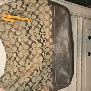 Coach Signature Brown and Tan Handbag